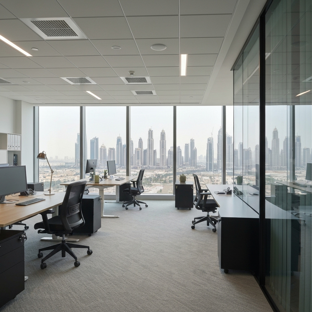 Modern Dubai office interior with professional business atmosphere